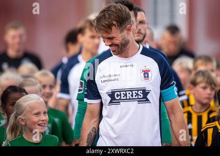 Aarhus, Danemark. 19 août 2024. Patrick Mortensen d'AGF vu lors du match de 3F Superliga entre Aarhus GF et Vejle BK au Ceres Park à Aarhus. Crédit : Gonzales photo/Alamy Live News Banque D'Images