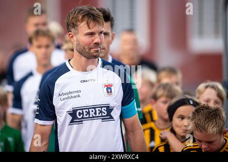 Aarhus, Danemark. 19 août 2024. Patrick Mortensen d'AGF vu lors du match de 3F Superliga entre Aarhus GF et Vejle BK au Ceres Park à Aarhus. Crédit : Gonzales photo/Alamy Live News Banque D'Images