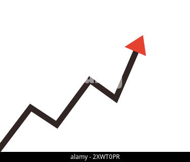 Flèche noire tendance vers le haut sur blanc Illustration de Vecteur