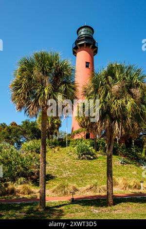 Phare de Jupiter Inlet, Captain Armours Way, Jupiter, Floride Banque D'Images