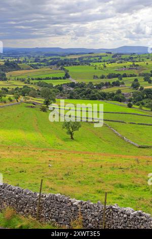 Ancien système de classement au-dessus de Malham, Yorkshire Dales National Park, North Yorkshire, Angleterre, Royaume-Uni. Banque D'Images