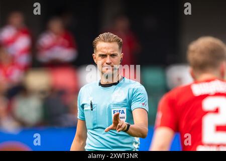 Silkeborg, Danemark. 18 août 2024. Arbitre Mikkel Redder vu lors du match de Superliga 3F entre Silkeborg IF et le FC Nordsjaelland au Jysk Park à Silkeborg. Banque D'Images