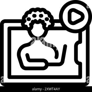 L'enseignant donne un cours vidéo en ligne, expliquant lors d'un webinaire, dans cette icône Illustration de Vecteur