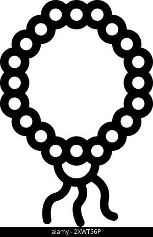 Icône simple de perles de chapelet avec un pompon, souvent utilisé dans la prière catholique et la méditation Illustration de Vecteur