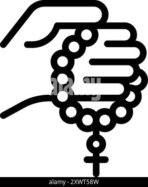 Mains priantes tenant des perles de chapelet avec croix, foi et concept de religion Illustration de Vecteur