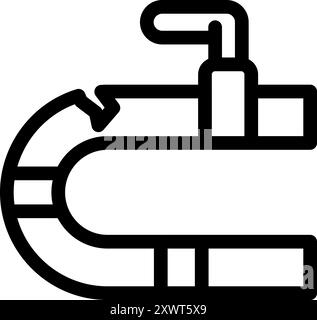 Réparer un tuyau qui fuit avec une vanne, un concept de plomberie illustré avec un contour gras Illustration de Vecteur