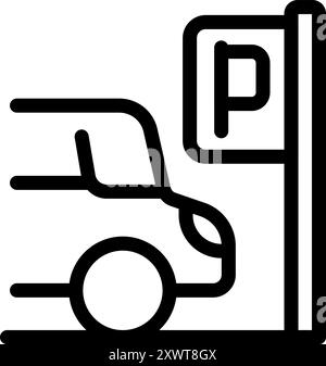 Icône simple et audacieuse d'une voiture qui s'éloigne d'une place de stationnement, parfaite pour représenter des garages de stationnement, des terrains, et plus encore Illustration de Vecteur