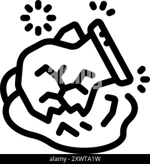 Pot d'argile cassé laissant tomber l'eau créant une flaque symbolisant la sécheresse et le manque de ressources Illustration de Vecteur