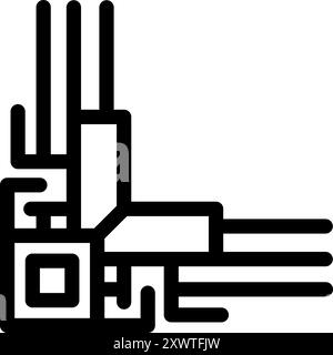 Conception simple en noir et blanc d'un coin de carte de circuit imprimé, représentant la technologie et l'électronique Illustration de Vecteur