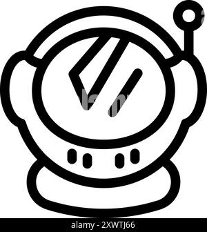 Icône simple en noir et blanc d'un casque d'astronaute avec antenne, parfait pour les projets liés à l'exploration spatiale et à la science-fiction Illustration de Vecteur