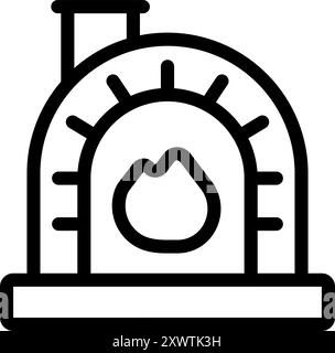 Four traditionnel en briques brûlant du bois pour cuire des pizzas et créer de délicieux repas Illustration de Vecteur