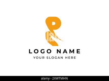 Logo Abtract lettre R et tête Pelican, Pelican Bird moderne et minimaliste. Fichier modifiable Illustration de Vecteur