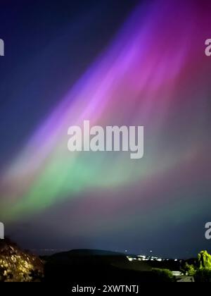 Aurores boréales au-dessus de l'île de Man Banque D'Images