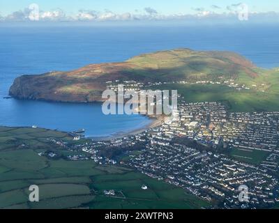 Vue aérienne de Port Erin, Île de Man Banque D'Images