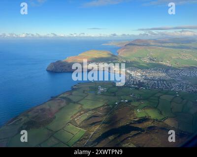 Vue aérienne de Port Erin, Île de Man Banque D'Images