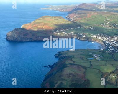 Vue aérienne de Port Erin, Île de Man Banque D'Images