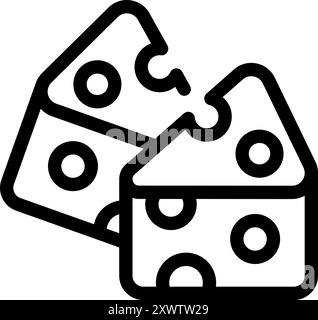 Cette image d'icône vectorielle présente deux morceaux de fromage suisse, idéal pour les projets liés à la nourriture et aux collations Illustration de Vecteur
