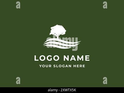 logo arbre et jardin ou cour. Fichier modifiable Illustration de Vecteur