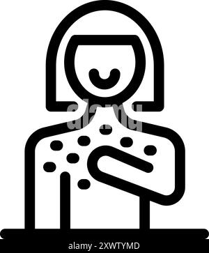 Icône d'art de ligne d'une femme souriante avec une condition de peau, favorisant l'amour de soi et l'acceptation du corps Illustration de Vecteur