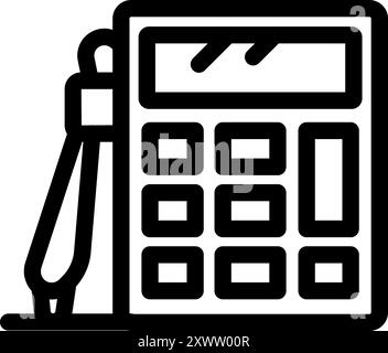 Icône vectorielle simple d'un comptable utilisant une calculatrice avec un stylo pour calculer un budget Illustration de Vecteur