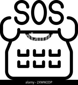 Le vieux téléphone montre le signal de détresse internationalement reconnu code morse Illustration de Vecteur