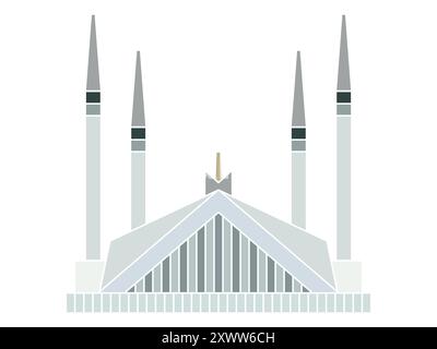 shah faisal masjid mosquée pakistan islamabad ancienne architecture sacrée ancienne islam priant lieu de culte Illustration de Vecteur