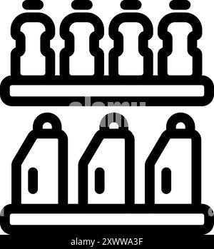 Icône simple montrant différents produits sur une étagère de supermarché Illustration de Vecteur