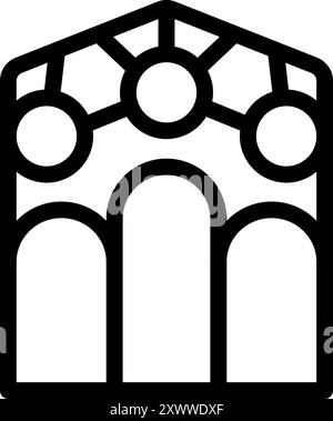 Icône de ligne vectorielle simple d'un élégant vitrail, parfait pour les projets liés à l'architecture, au design d'intérieur ou à l'histoire Illustration de Vecteur