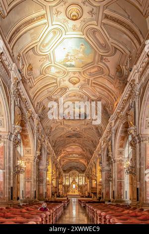 Nef de Cathédrale Métropolitaine, Plaza de Armas, Santiago, Chili Banque D'Images