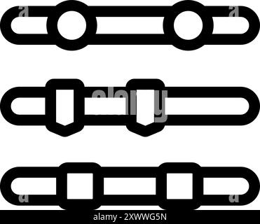 Ensemble de trois barres de chargement différentes avec des formes différentes représentant les étapes d'achèvement Illustration de Vecteur