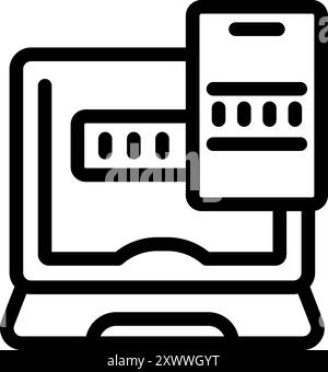 L'ordinateur portable affiche un écran de connexion, vous invitant à entrer un code d'authentification à deux facteurs à partir d'un appareil mobile connecté Illustration de Vecteur