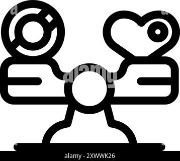 Homme d'affaires équilibre sa carrière et sa vie amoureuse, représentée par l'argent et un cœur sur une échelle de swing Illustration de Vecteur