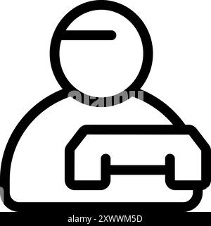 Simple icône de contour d'un travailleur de la construction tenant une boîte à outils, parfait pour représenter des travaux de construction Illustration de Vecteur