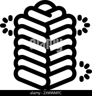 Icône simple d'une pile de serviettes est entourée de symboles propres étincelants Illustration de Vecteur