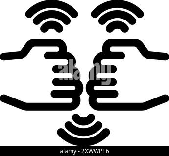 Deux hommes d'affaires se serrant la main et utilisant la technologie nfc pour conclure une affaire Illustration de Vecteur