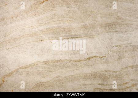 Gros plan détaillé de la texture de quartzite beige, mettant en valeur des motifs délicats et des veines de pierre naturelle. Banque D'Images