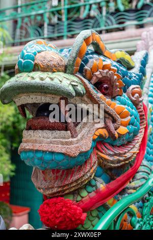 Wat Dibayavari Vihara (Kham Low Yi ou Temple Dragon Vert ou Temple d'eau Sainte), temple vietnamien chinois, Phra Nakhon, Bangkok, Thaïlande Banque D'Images