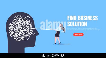 Démêlez le processus de chaos d'affaires avec l'illustration vectorielle de concept d'entreprise de mess de problème difficile d'enchevêtrement. Illustration de Vecteur
