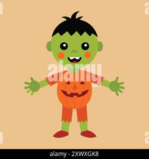 Explorez des costumes d'Halloween amusants pour les enfants avec des designs créatifs et des illustrations ludiques. Illustration de Vecteur