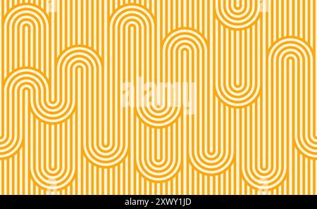 Fond de modèle sans couture de pâtes ramen nouilles avec des lignes ondulées, tuile vectorielle. Motif abstrait de nouilles asiatiques en lignes ondulées bouclées ou en zigzag t rond Illustration de Vecteur