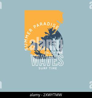 Paradis d'été profitez de la typographie vagues plage surf t shirt design Illustration de Vecteur