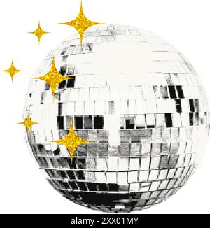 Illustration vectorielle d'élément de collage demi-ton de boule disco Illustration de Vecteur