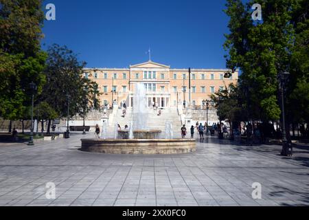 Place Syntagma et ancien Palais Royal, Athènes, Grèce Banque D'Images