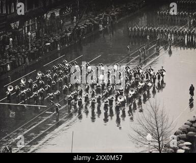 L'investiture du président Franklin D. Roosevelt à Washington DC U.S. Military Avademy Band escortant les Cadets de West point. 20 janvier 1937. Banque D'Images