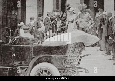 L'archiduc François-Ferdinand d'Autriche avec son épouse Sophie, duchesse de Hohenberg avant leur assassinat à Sarajevo. Casus belli de la première Guerre mondiale 1914 Banque D'Images