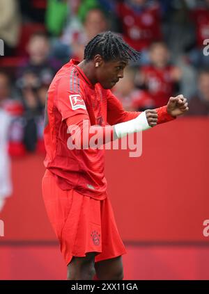 MUNICH, ALLEMAGNE - 20 AOÛT : Mathys tel du FC Bayern Muenchen célèbre son but lors du FC Bayern Munich v Grashoppers Zurich - amical de pré-saison au FC Bayern Campus le 20 août 2024 à Munich, Allemagne. © diebilderwelt / Alamy Stock Banque D'Images