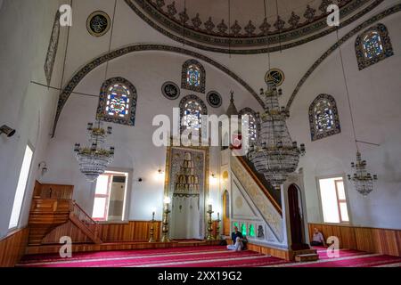 Trabzon, Turquie - 25 juillet 2024 : la mosquée Gulbahar Hatun construite au sud-ouest du bazar en 1514 à Trabzon, en Turquie. Banque D'Images