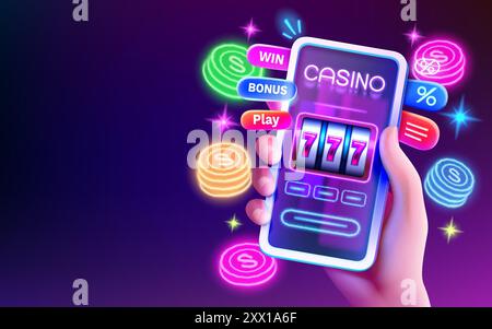 Casino en ligne, Vegas 777 machines à sous, jeu d'écran de téléphone. Vecteur Illustration de Vecteur