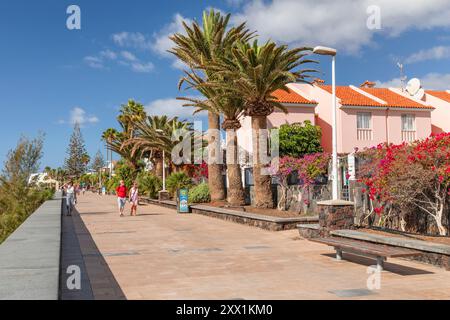 Promenade de Playa del Inglés, Gran Canaria, Îles Canaries, Espagne, Atlantique, Europe Banque D'Images