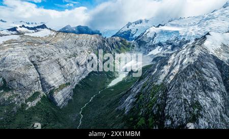 Aérien du glacier Potter, Terre de feu, Chili, Amérique du Sud Banque D'Images